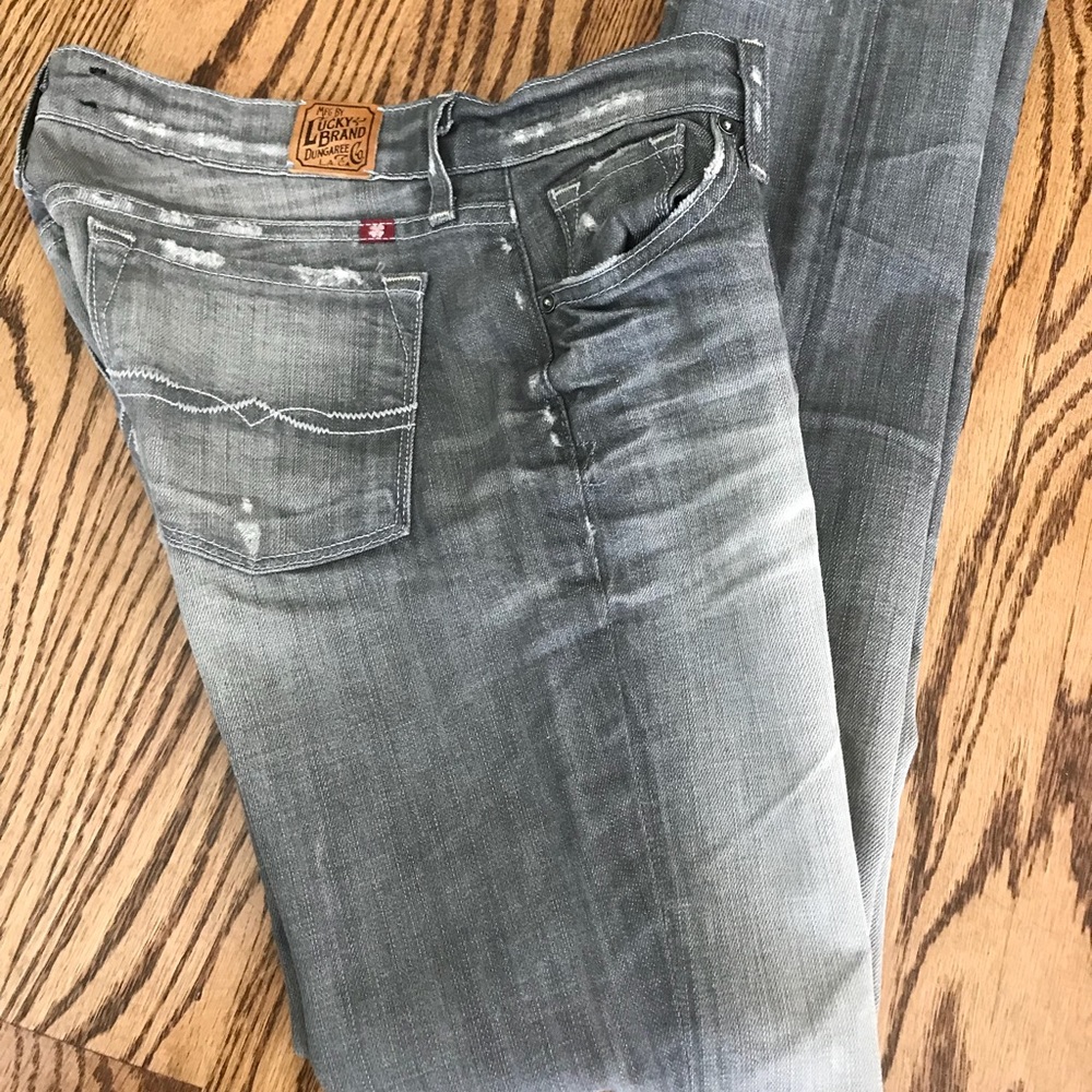 Lucky Brand Gray Zoe Distressed Boot Cut Jeans